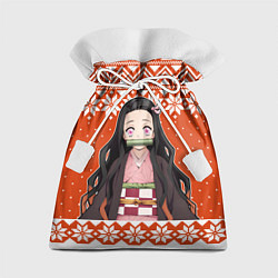 Мешок для подарков Незуко комадо свитер новогодний, цвет: 3D-принт