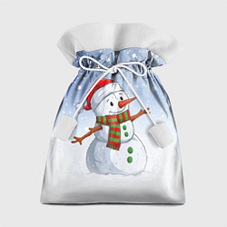 Подарочный мешок Весёлый снеговик в колпаке