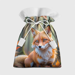 Мешок для подарков Портрет лисы в осеннем лесу, цвет: 3D-принт