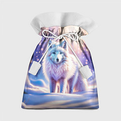 Подарочный мешок Заснеженный зимний пейзаж с песцом