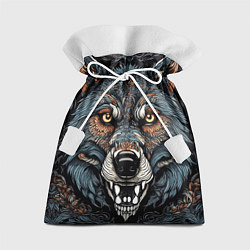 Мешок для подарков Дикий волк с узорами, цвет: 3D-принт