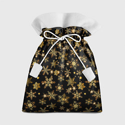 Мешок для подарков Россыпи золотых снежинок, цвет: 3D-принт