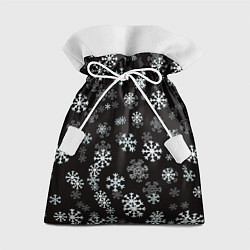 Мешок для подарков Снежинки белые на черном, цвет: 3D-принт