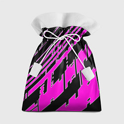 Мешок для подарков Розовые линии на чёрном фоне, цвет: 3D-принт