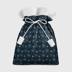Подарочный мешок Паттерн тёмно-синий маленькие стилизованные цветы