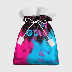 Мешок для подарков GTA 6 - neon gradient посередине, цвет: 3D-принт