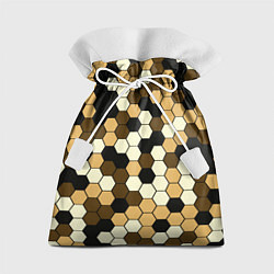 Мешок для подарков Камуфляж гексагон коричневый, цвет: 3D-принт
