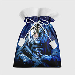 Подарочный мешок Тигр солдат снег и звезды