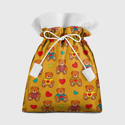 Мешок для подарков Игрушечные мишки и разноцветные сердца, цвет: 3D-принт