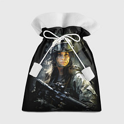 Подарочный мешок Девушка воин в боевой экипировке