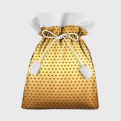 Мешок для подарков Красные сердечки на золотом фоне, цвет: 3D-принт