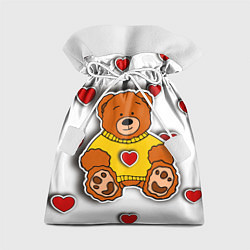 Подарочный мешок Стикер наклейка медвежонок и сердце объемный рисун