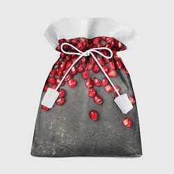 Мешок для подарков Гранат зёрна граната на сером, цвет: 3D-принт