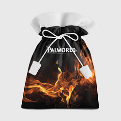 Подарочный мешок Palworld логотип на черном фоне с огнем