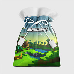 Подарочный мешок Minecraft logo зеленый летний мир