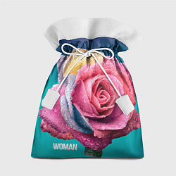 Мешок для подарков Роза на голубом - woman, цвет: 3D-принт