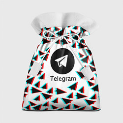 Мешок для подарков Telegram logo pattern steel, цвет: 3D-принт