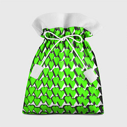 Подарочный мешок Зелёные сердечки на белом фоне