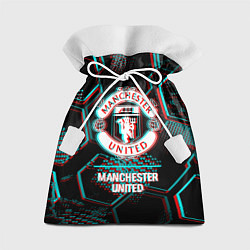 Подарочный мешок Manchester United FC в стиле glitch на темном фоне