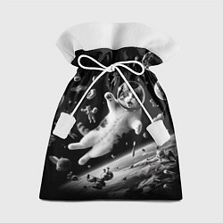 Мешок для подарков Офигевший котейка в безвоздушном пространстве, цвет: 3D-принт