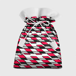 Подарочный мешок Красные четырёхугольники на белом фоне