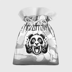 Подарочный мешок Led Zeppelin рок панда на светлом фоне
