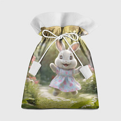 Мешок для подарков Забавный белый кролик в платье, цвет: 3D-принт