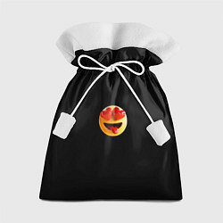 Мешок для подарков Объемный влюблённый смайл улыбка с языком черном, цвет: 3D-принт