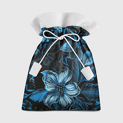 Мешок для подарков Синие цветы абстракции, цвет: 3D-принт