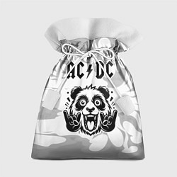 Подарочный мешок AC DC рок панда на светлом фоне