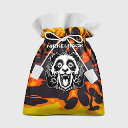 Мешок для подарков Nickelback рок панда и огонь, цвет: 3D-принт