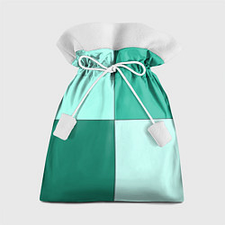 Подарочный мешок Геометричный зелёный и мятный
