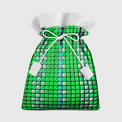 Подарочный мешок Зелёные плитки и чёрная обводка