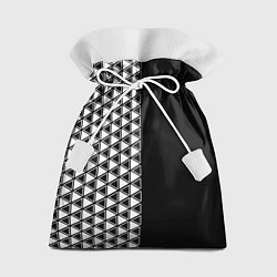 Мешок для подарков Белые треугольники на чёрном фоне, цвет: 3D-принт
