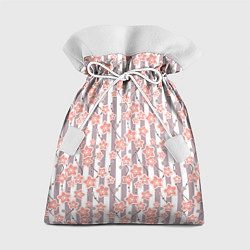Мешок для подарков Коралловые цветы на полосатом фоне, цвет: 3D-принт