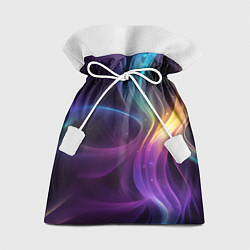 Мешок для подарков Радужные неоновые волны и разводы на черном фоне, цвет: 3D-принт