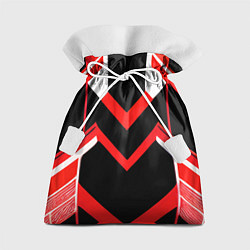 Мешок для подарков Красно-белые полосы и чёрный фон, цвет: 3D-принт