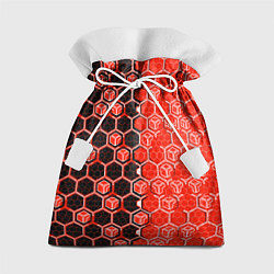 Подарочный мешок Техно-киберпанк шестиугольники красный и чёрный