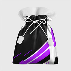Мешок для подарков Бело-фиолетовые полосы на чёрном фоне, цвет: 3D-принт