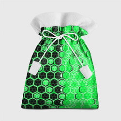 Подарочный мешок Техно-киберпанк шестиугольники зелёный и чёрный с
