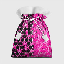Подарочный мешок Техно-киберпанк шестиугольники розовый и чёрный с