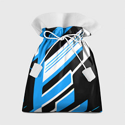 Подарочный мешок Бело-синие полосы на чёрном фоне