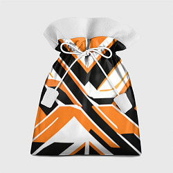 Мешок для подарков Чёрно-оранжевые широкие линии на белом фоне, цвет: 3D-принт