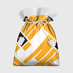 Мешок для подарков Жёлтые широкие линии на белом фоне, цвет: 3D-принт