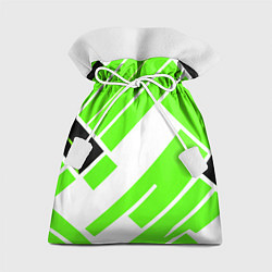 Подарочный мешок Зелёные широкие линии на белом фоне