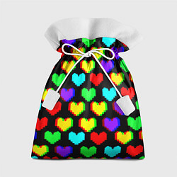 Мешок для подарков Сердечки глитч паттерн, цвет: 3D-принт