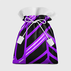 Подарочный мешок Чёрно-белые полосы на фиолетовом фоне