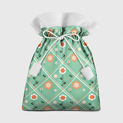Мешок для подарков Зеленый цветочный - ретро, цвет: 3D-принт