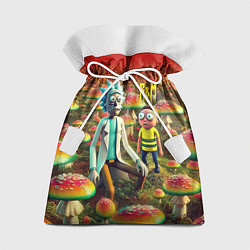 Мешок для подарков Рик и Морти заблудились в мухоморном поле, цвет: 3D-принт