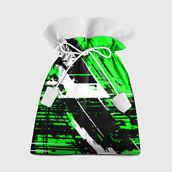 Мешок для подарков Diagonal black and white stripes on a green backgr, цвет: 3D-принт